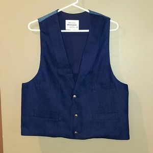 Mens Western Rodeo Brassada Denim Chambray Vest Medium